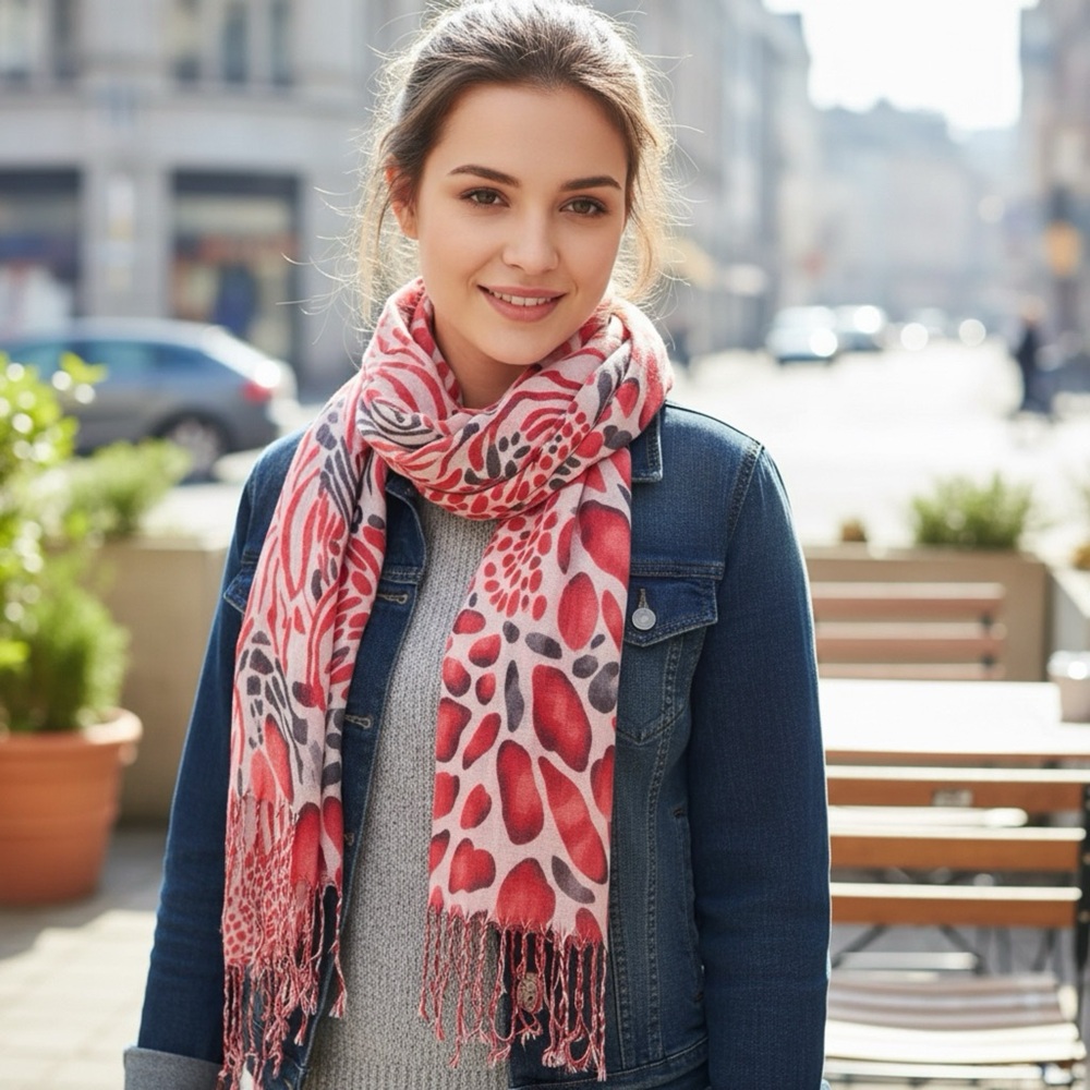Stylish Pink Patterned Scarf